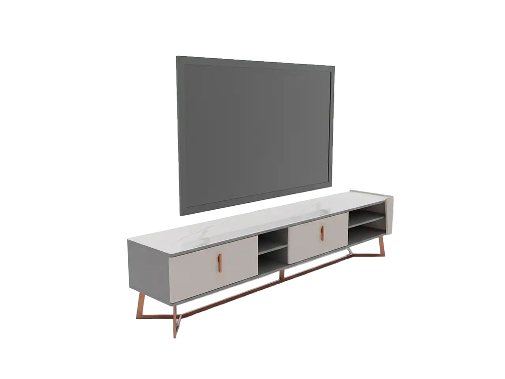 輕奢電視地櫃連金屬腳仿雲石面