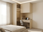 意式極簡單玻璃門衣櫃連書枱一體櫃